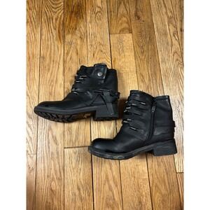 Buckle‎ Ankle Boots Black Edgy Moto Biker Grunge Streetwear Shoes